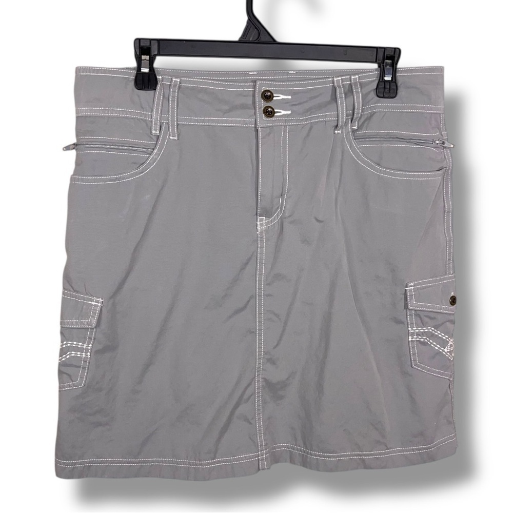 Y2K Era Size 8 Ojai Olive Grey Skirt Cotton Blend Cargo Outdoor Stitch Accent